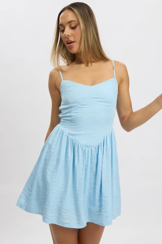 Blue Fit And Flare Dress Drop Waist Mini sold by Ally Fashion