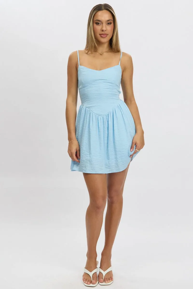 Blue Fit And Flare Dress Drop Waist Mini sold by Ally Fashion product image thumbnail 2
