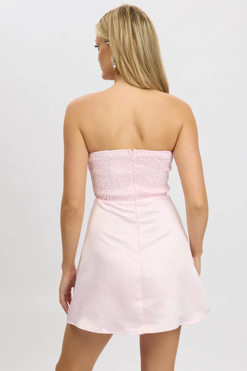 Pink Fit And Flare Dress Ribbon Detail sold by Ally Fashion product image thumbnail 5