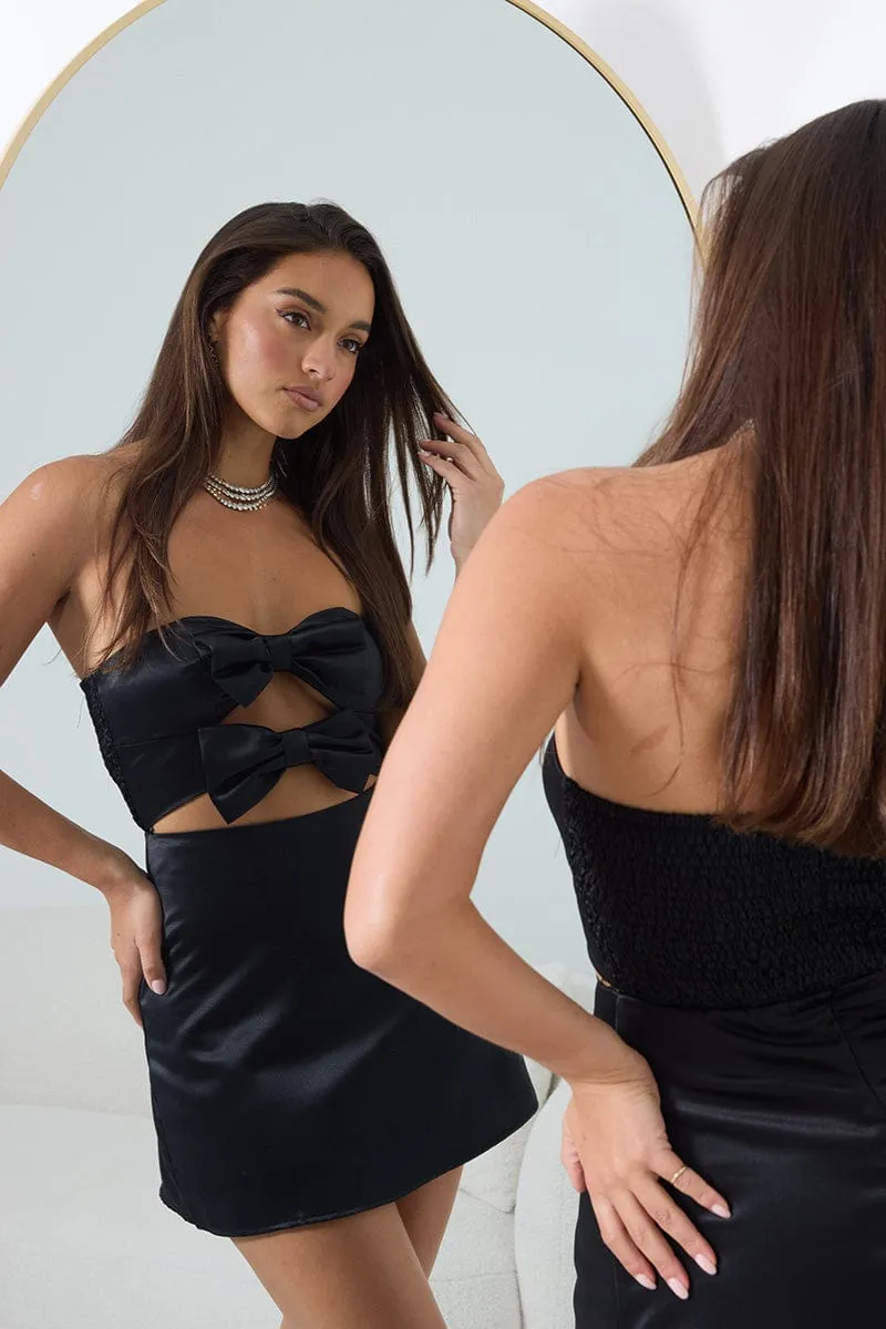 Black Fit And Flare Dress Ribbon Detail sold by Ally Fashion