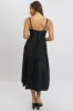 Black Midi Dress Lace Trim Corset Detail Poplin sold by Ally Fashion