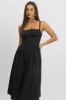 Black Midi Dress Lace Trim Corset Detail Poplin sold by Ally Fashion