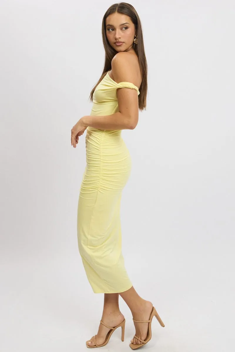 Yellow Bodycon Dress Twist Off Shoulder sold by Ally Fashion product image thumbnail 4