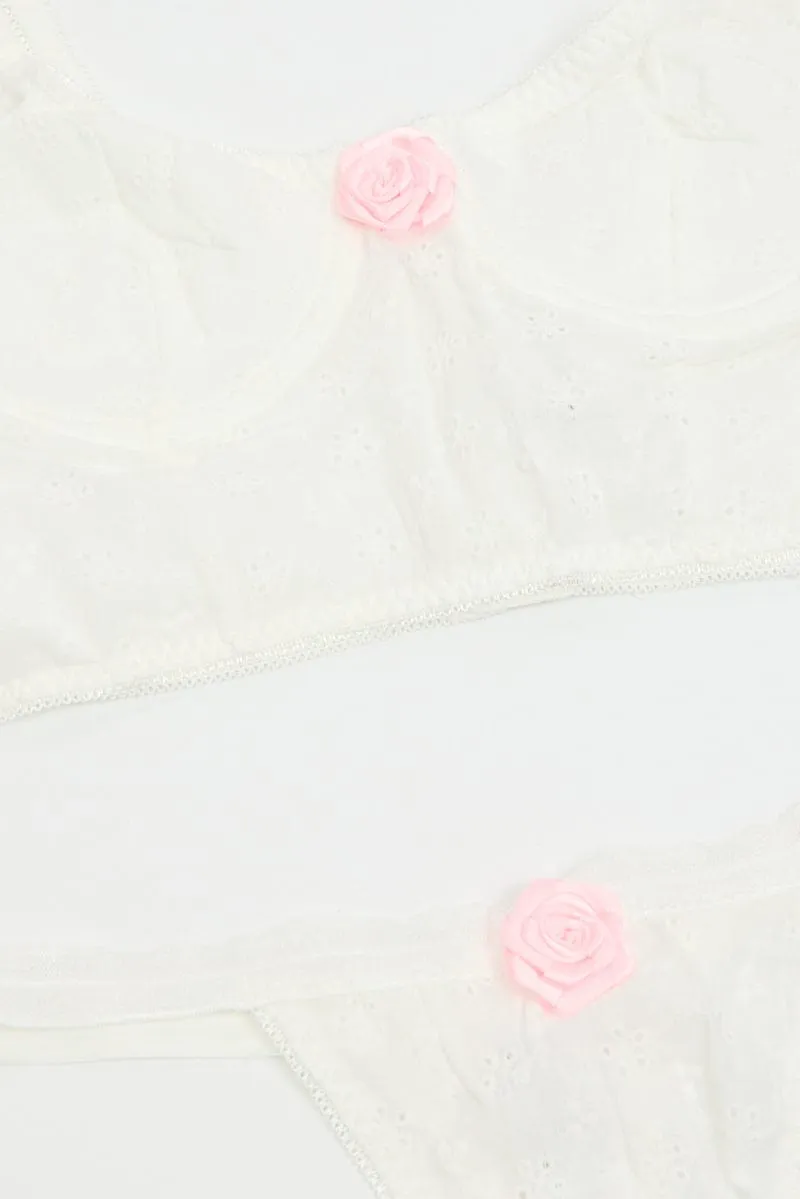 White Rosette Lingerie Set sold by Ally Fashion product image thumbnail 2