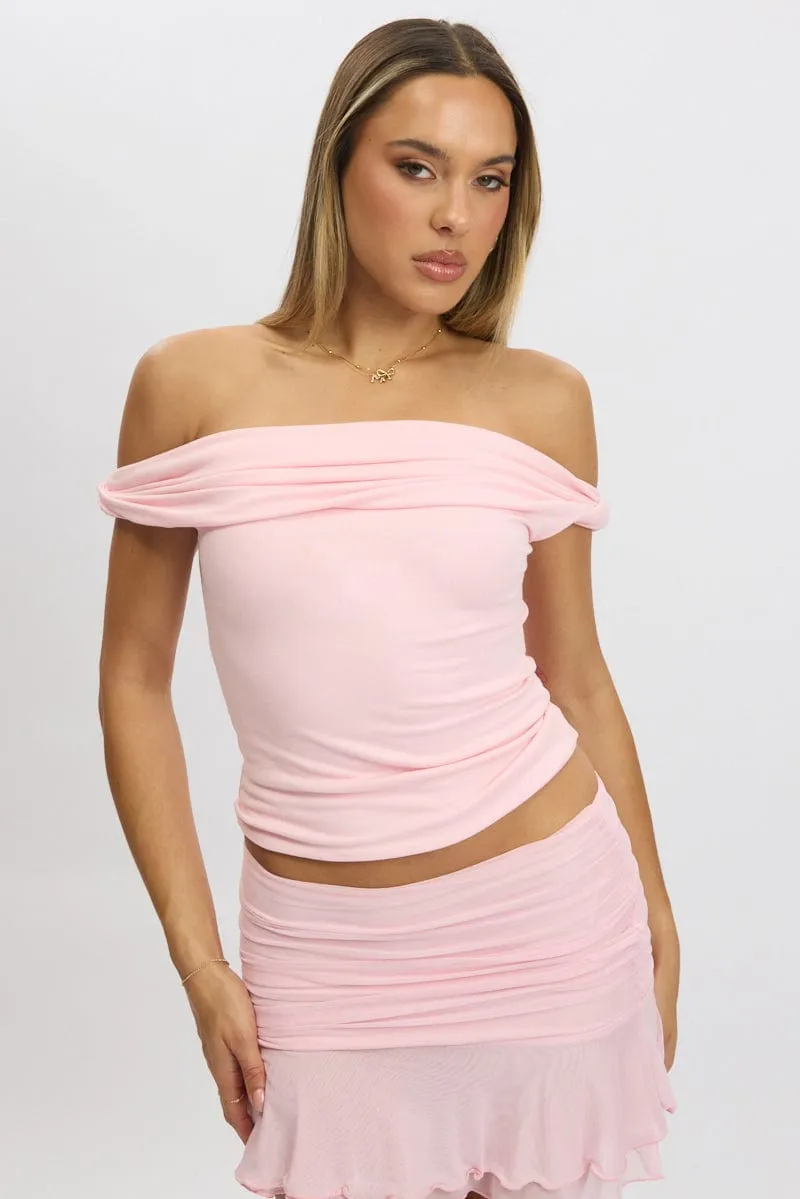 Pink Twist Top Off Shoulder sold by Ally Fashion product image thumbnail 3
