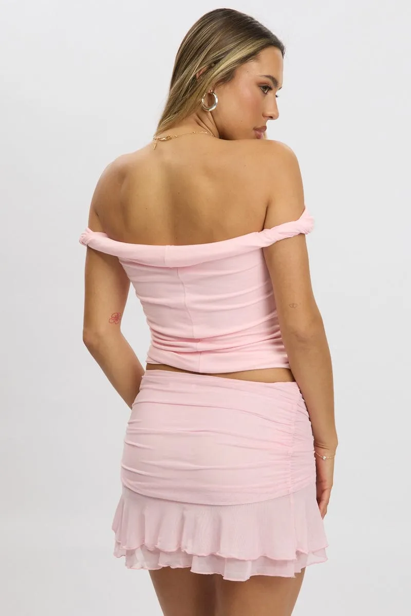 Pink Twist Top Off Shoulder sold by Ally Fashion product image thumbnail 5