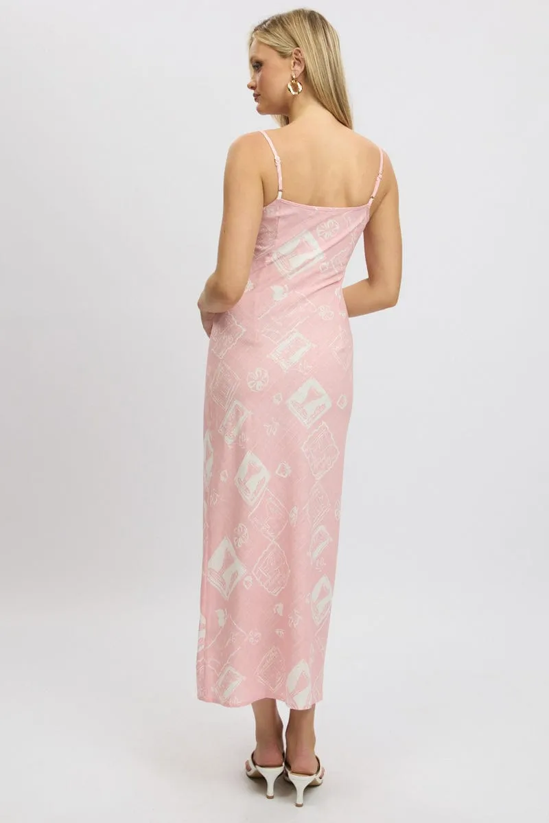 Pink Abstract Maxi Dress Bias Cut sold by Ally Fashion product image thumbnail 5