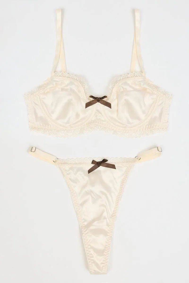 White Heart Lace Trim Lingerie Set sold by Ally Fashion
