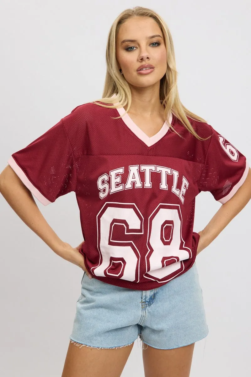 Red Graphic Tee Short Sleeve sold by Ally Fashion