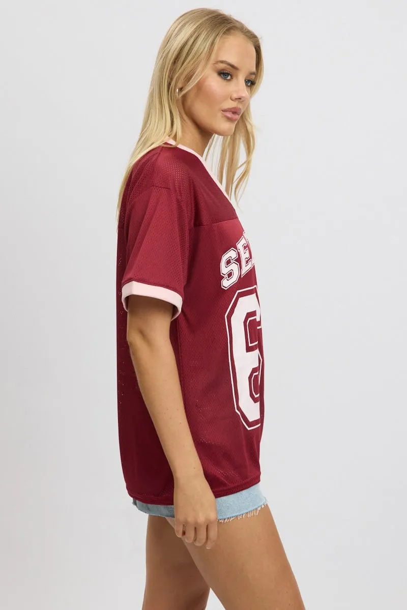 Red Graphic Tee Short Sleeve sold by Ally Fashion product image thumbnail 4