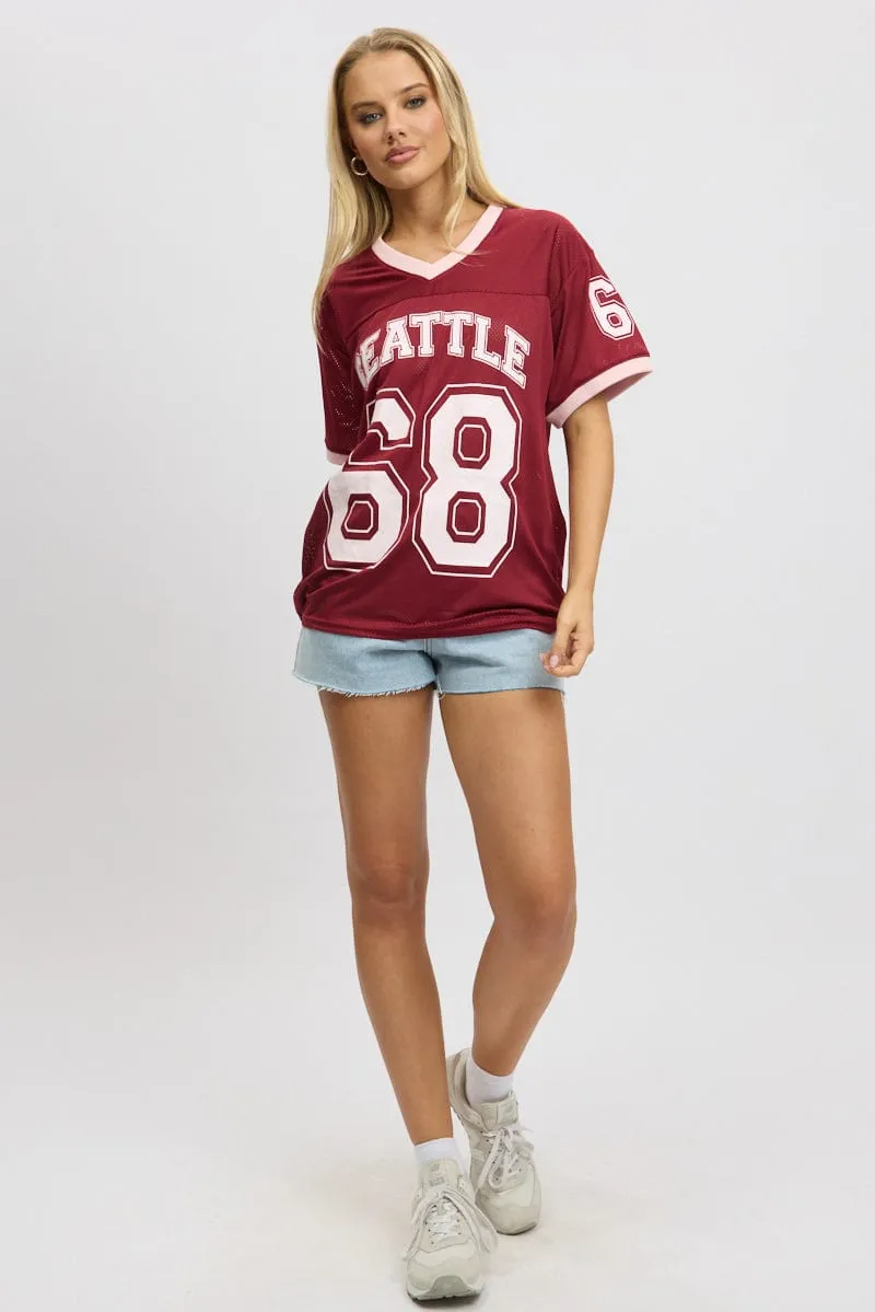 Red Graphic Tee Short Sleeve sold by Ally Fashion product image thumbnail 2