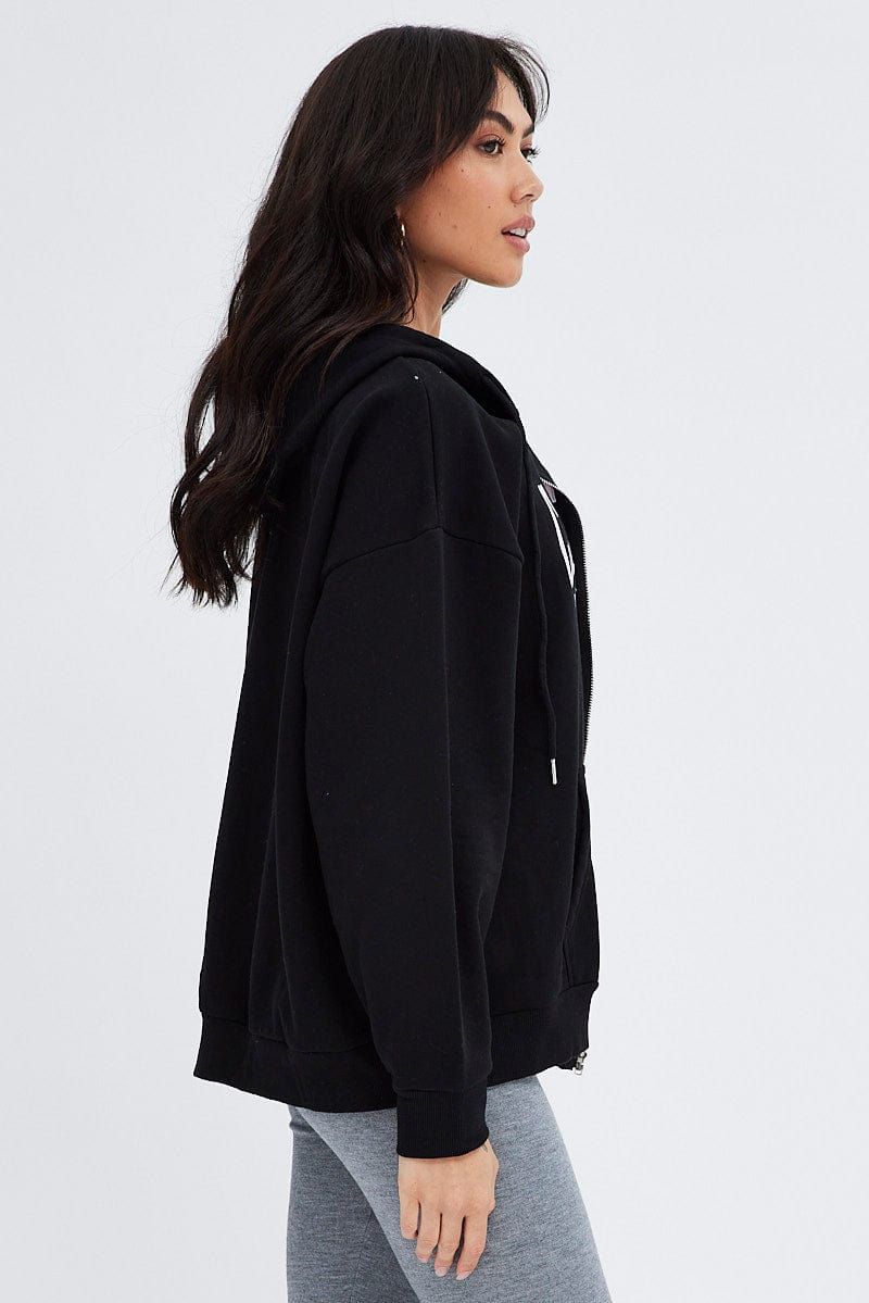 Black Hoodie Zip Long Sleeves Applique sold by Ally Fashion product image thumbnail 4