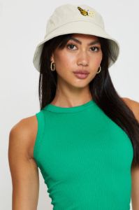 Beige Butterfly & Flower Bucket Hat sold by Ally Fashion