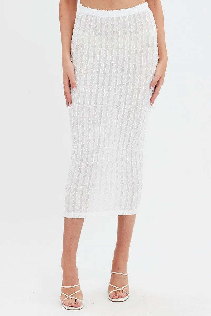 White Textured Midi Skirt sold by Ally Fashion product image thumbnail 2