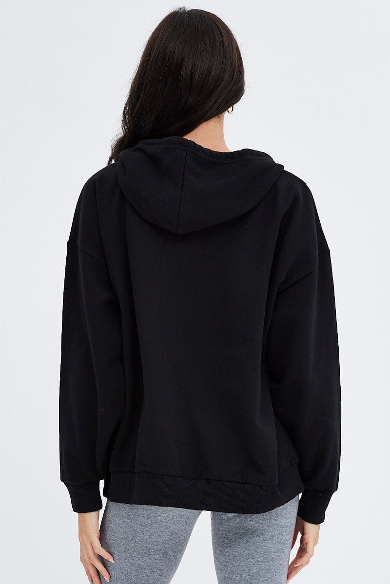 Black Hoodie Zip Long Sleeves Applique sold by Ally Fashion product image thumbnail 5