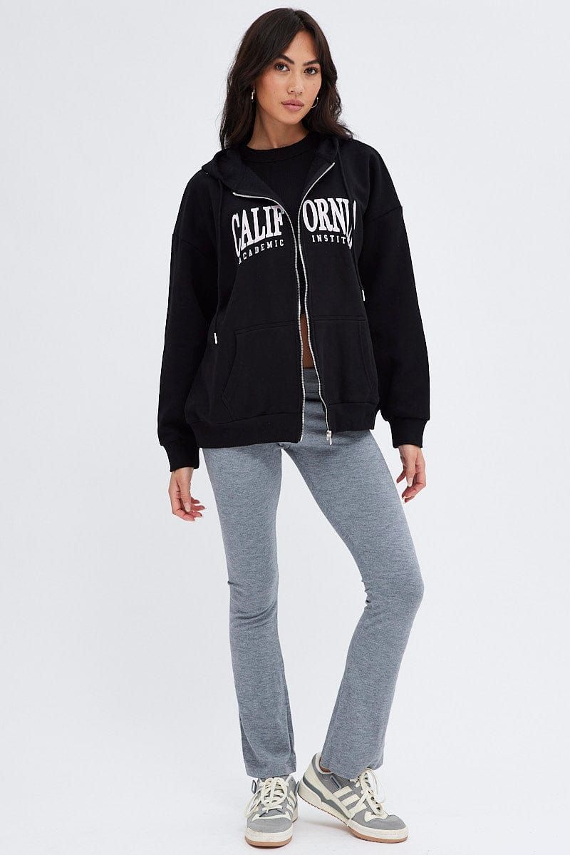 Black Hoodie Zip Long Sleeves Applique sold by Ally Fashion product image thumbnail 2