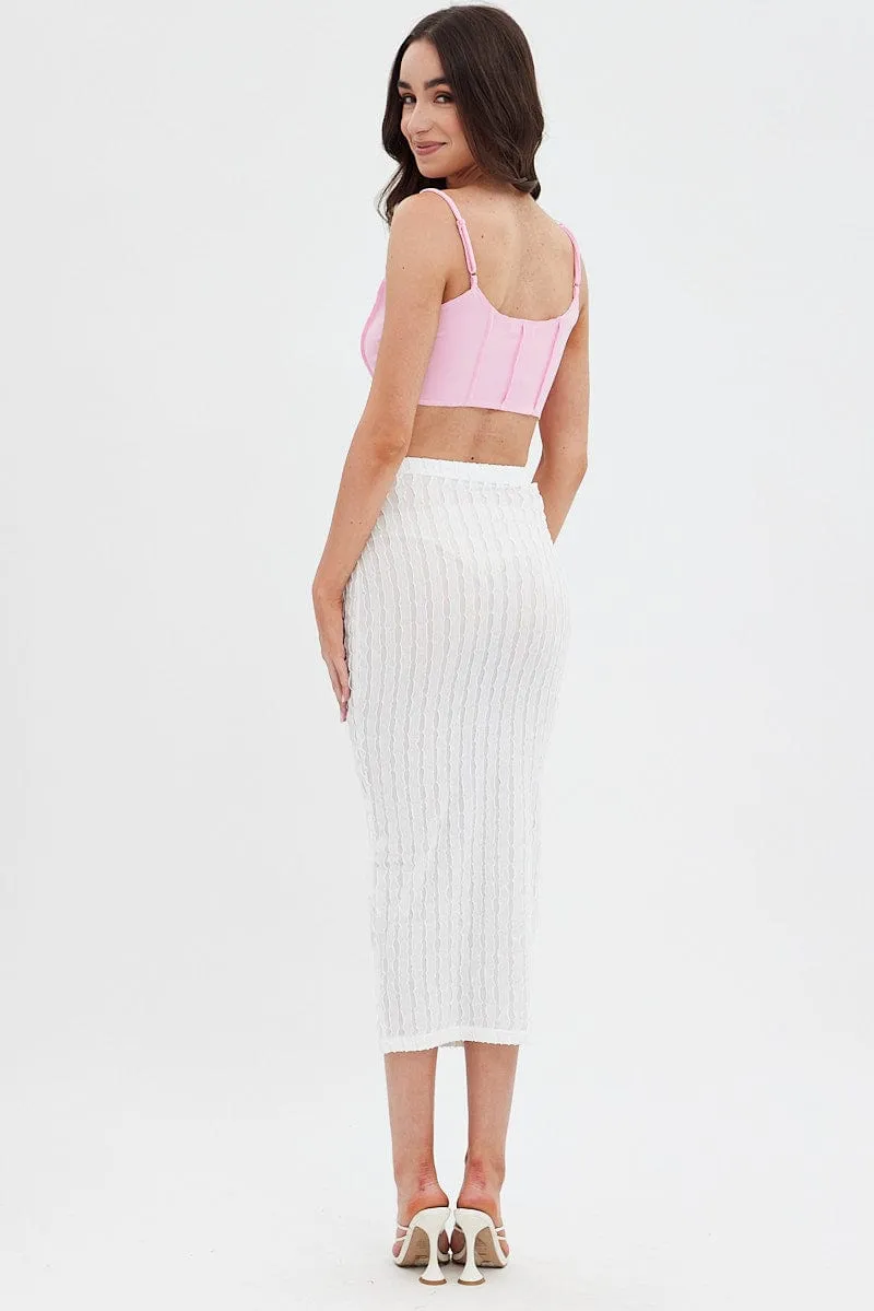 White Textured Midi Skirt sold by Ally Fashion product image thumbnail 5