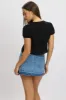 Black Tie Front Top Puff Sleeve sold by Ally Fashion