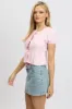 Pink Tie Front Top Puff Sleeve sold by Ally Fashion