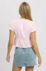 Pink Tie Front Top Puff Sleeve sold by Ally Fashion
