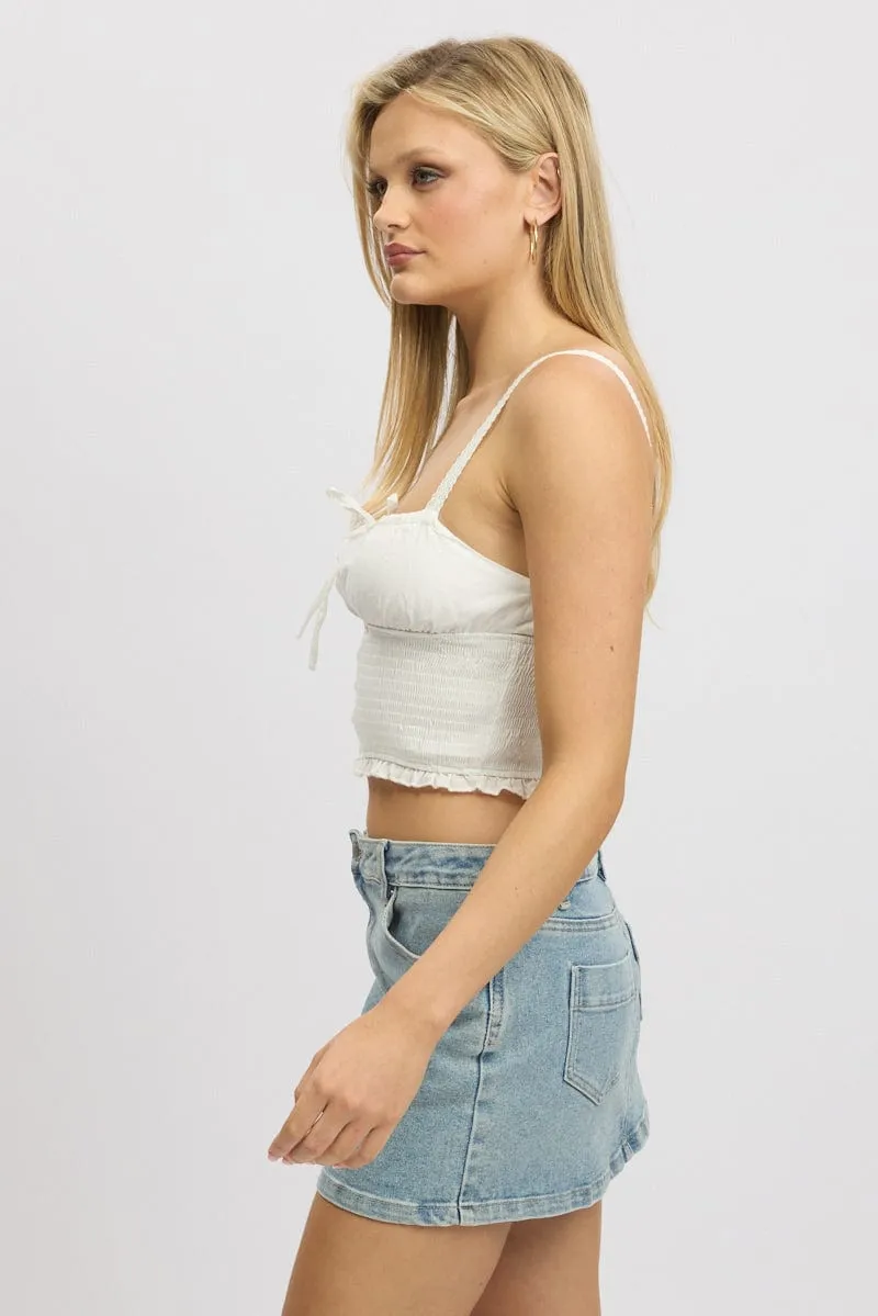 White Cami Top Shirred Button Front sold by Ally Fashion product image thumbnail 4