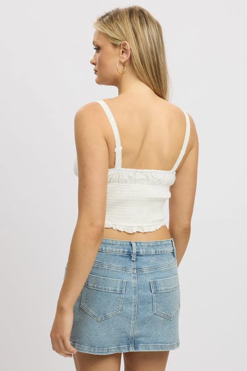 White Cami Top Shirred Button Front sold by Ally Fashion product image thumbnail 5