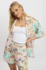 Multi Abstract Relaxed Shirt Short Sleeve Linen Blend sold by Ally Fashion