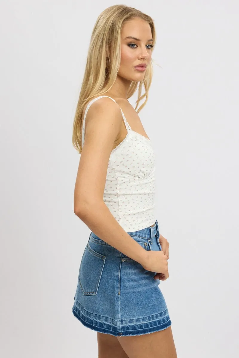 Red Floral Singlet V neck Lace trim sold by Ally Fashion product image thumbnail 4