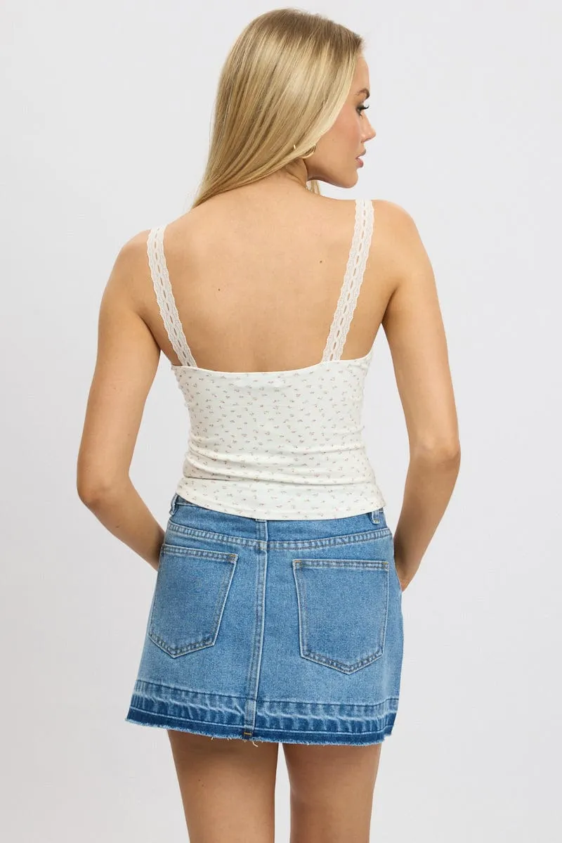 Red Floral Singlet V neck Lace trim sold by Ally Fashion product image thumbnail 5