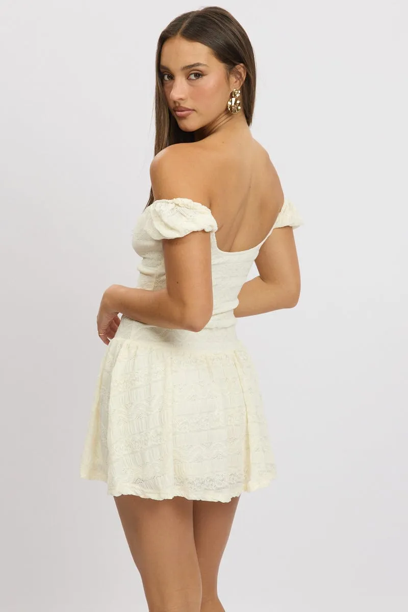 White Fit And Flare Dress Drop Waist Mini sold by Ally Fashion product image thumbnail 5