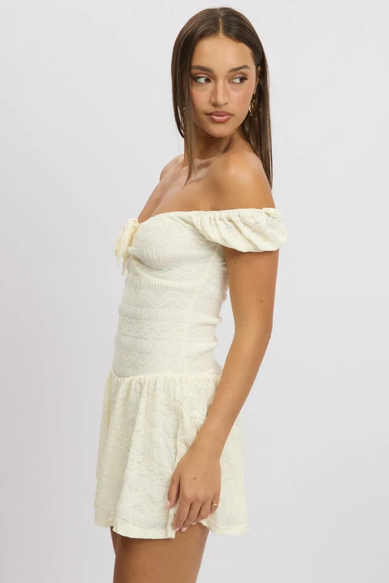 White Fit And Flare Dress Drop Waist Mini sold by Ally Fashion product image thumbnail 4