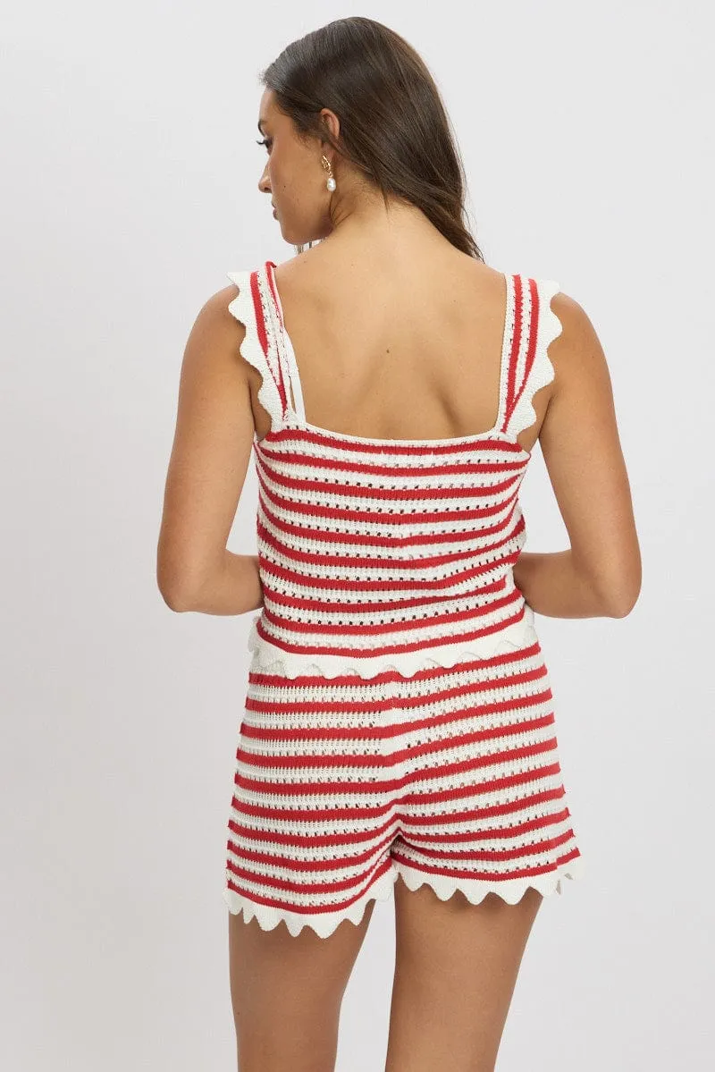 Red Stripe Crochet Knit Top sold by Ally Fashion product image thumbnail 5
