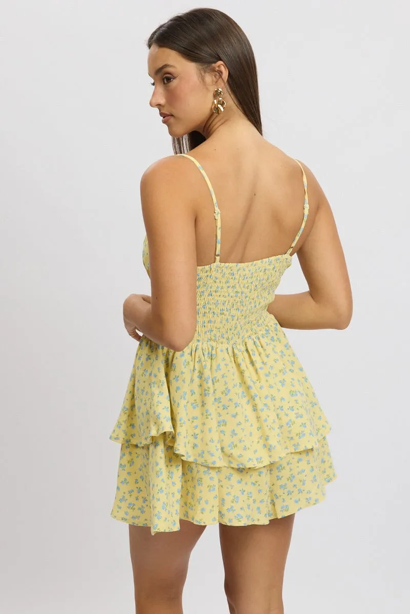 Yellow Ditsy Ruffle Playsuit Sleeveless Frilled sold by Ally Fashion product image thumbnail 5