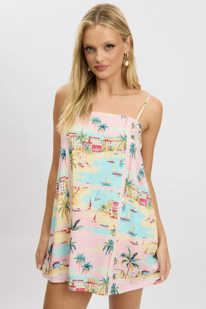 Multi Abstract Mini Dress Strappy Square Neck sold by Ally Fashion product image thumbnail 3