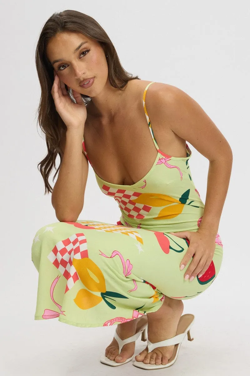 Green Abstract Maxi Dress Bias Cut sold by Ally Fashion product image thumbnail 2