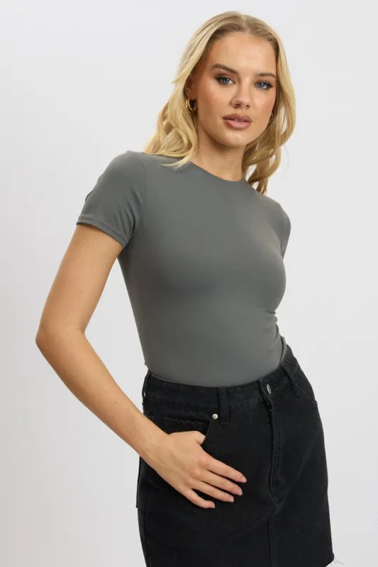 Grey T shirt Short Sleeve Crew Neck Supersoft sold by Ally Fashion