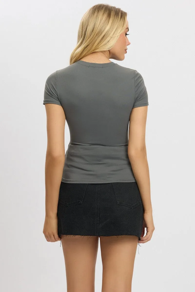Grey T shirt Short Sleeve Crew Neck Supersoft sold by Ally Fashion product image thumbnail 5