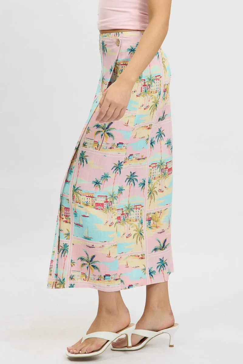 Multi Abstract Wrap Skirt High Waisted Midaxi sold by Ally Fashion product image thumbnail 4