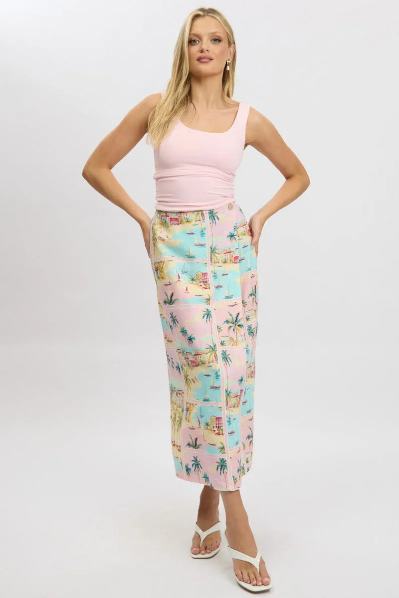Multi Abstract Wrap Skirt High Waisted Midaxi sold by Ally Fashion product image thumbnail 2