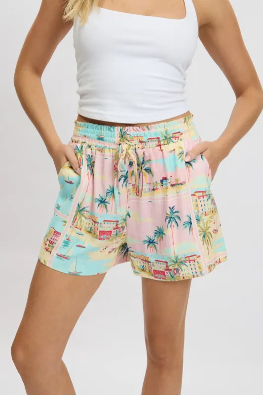 Multi Abstract Relaxed Shorts High Rise sold by Ally Fashion