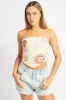 Beige Abstract Scarf Top Boob Tube Shirred Back sold by Ally Fashion