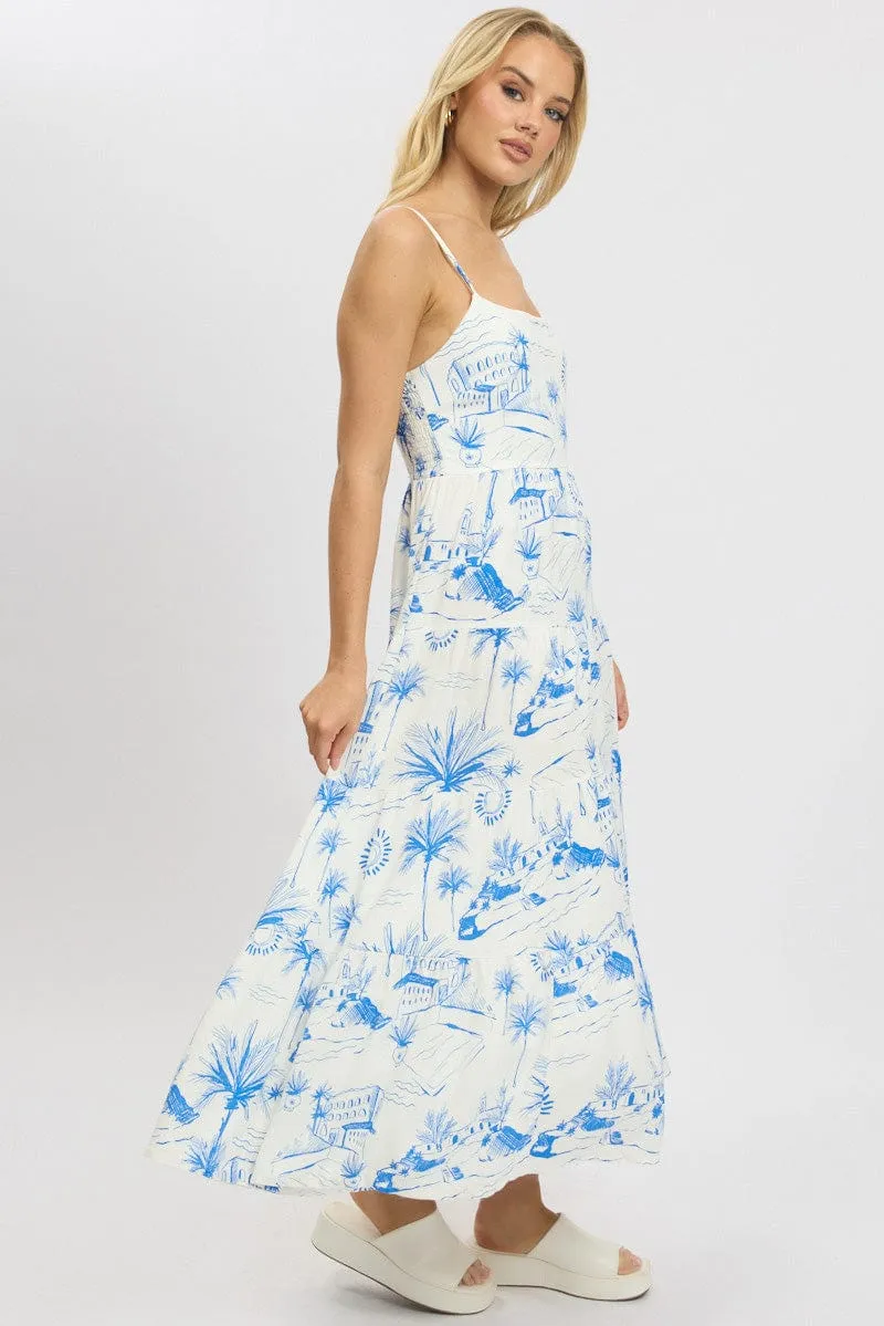 Blue Abstract Maxi Dress Tiered Strappy sold by Ally Fashion product image thumbnail 5