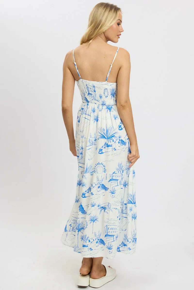 Blue Abstract Maxi Dress Tiered Strappy sold by Ally Fashion product image thumbnail 4