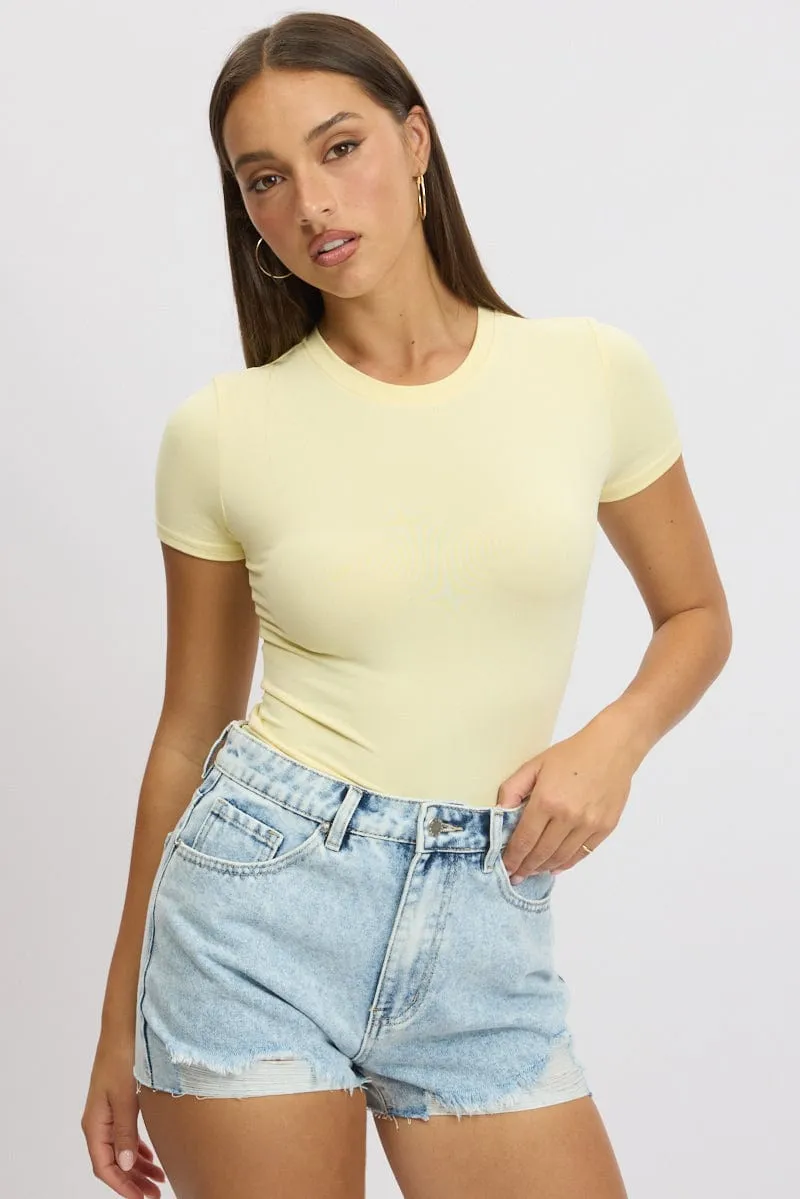 Yellow T shirt Short Sleeve Crew Neck Supersoft sold by Ally Fashion product image thumbnail 3