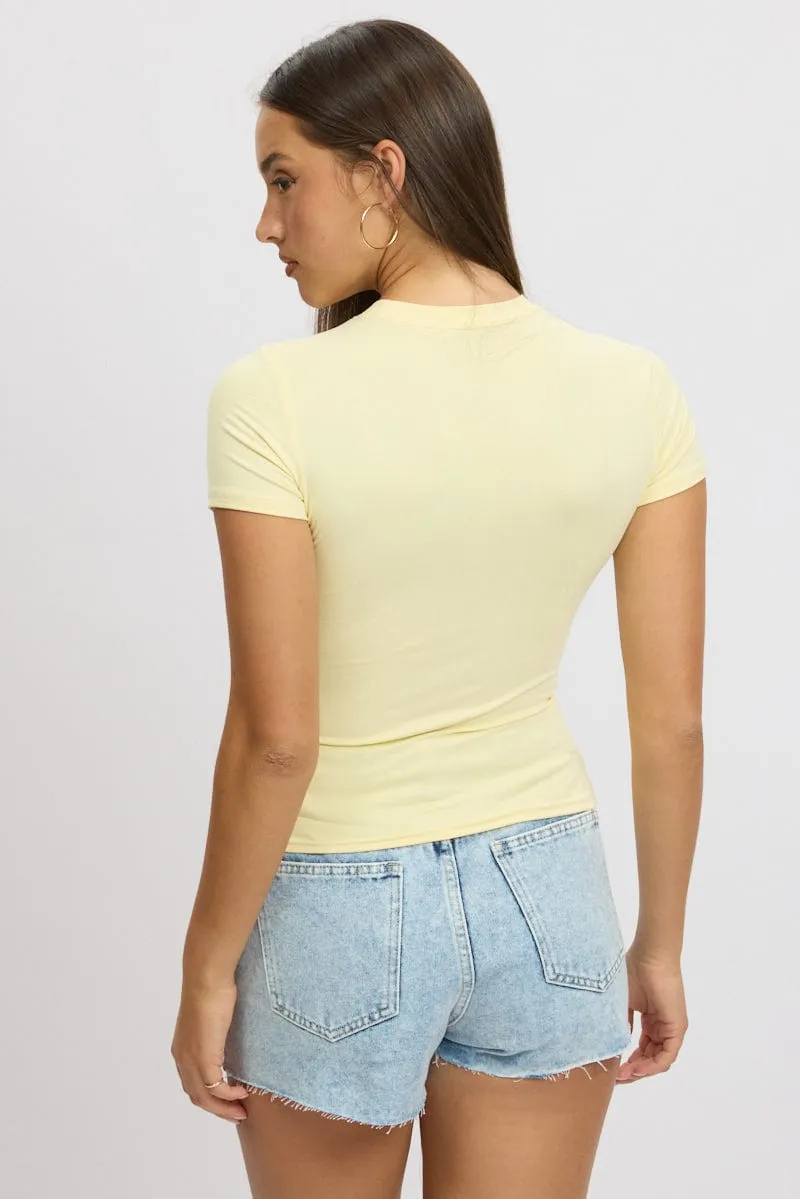 Yellow T shirt Short Sleeve Crew Neck Supersoft sold by Ally Fashion product image thumbnail 5