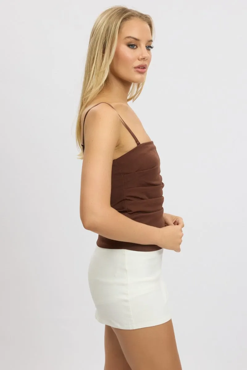 Brown Singlet Top Side Ruched sold by Ally Fashion product image thumbnail 4