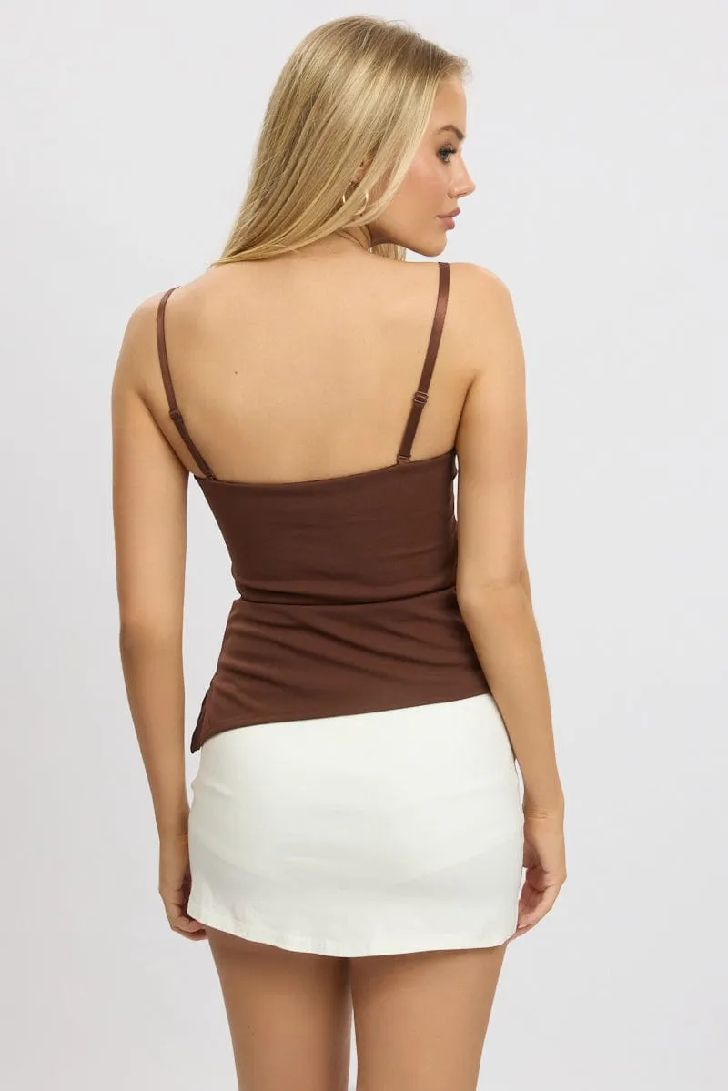 Brown Singlet Top Side Ruched sold by Ally Fashion product image thumbnail 5