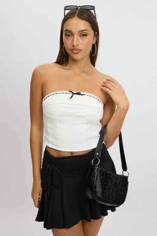 White Trimmed Tube Top sold by Ally Fashion