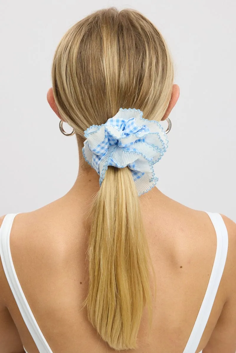 Blue Oversized Gingham Scrunchie Frill sold by Ally Fashion product image thumbnail 2