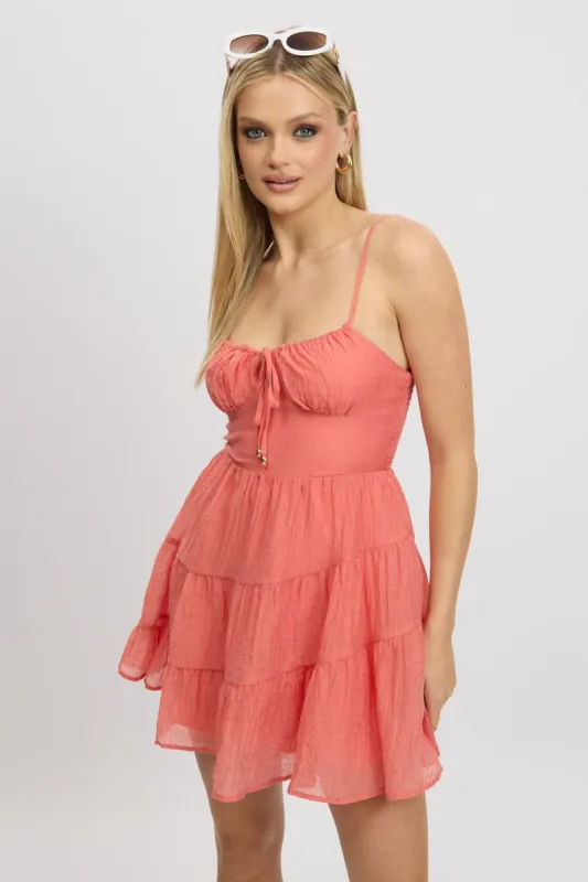 Red Fit And Flare Dress Mini Tiered sold by Ally Fashion